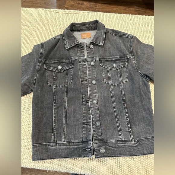 Judy Blue Jean Jacket Womens L Charcoal Black Denim Trucker Button Up Stretch - Picture 4 of 8